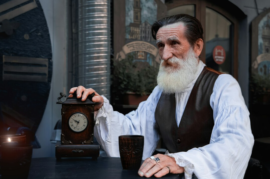 Portrait of a Polish man historian with a beard