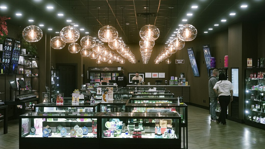 retail store interior with cameras